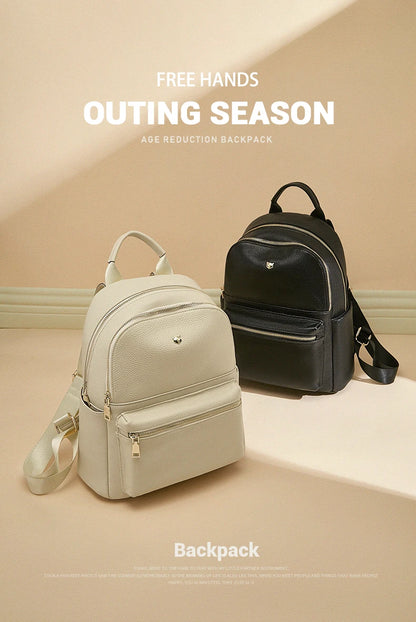 FOXER Brand  Women Cute Fashion Backpack Lady Leather +Microfiber Simple Travel School Bag Book Purse Quality Soft Daypack Gift