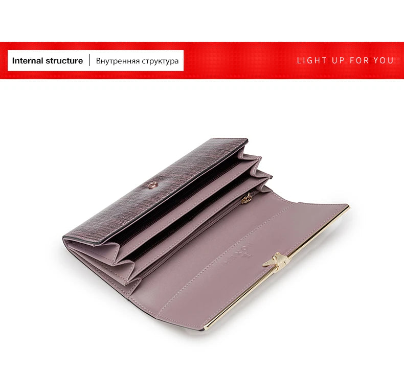 FOXER Women's Split Leather Long Wallet