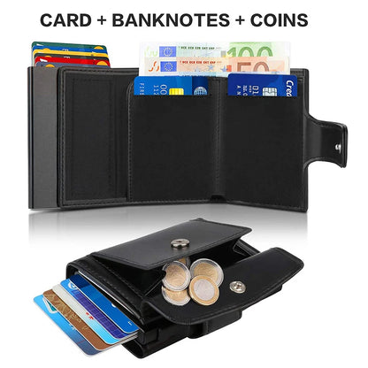 Rfid Genuine Leather Men Wallets Fashion Card Holder Trifold Wallet Money Bags Smart Slim Thin Coin Pocket Wallet Purse