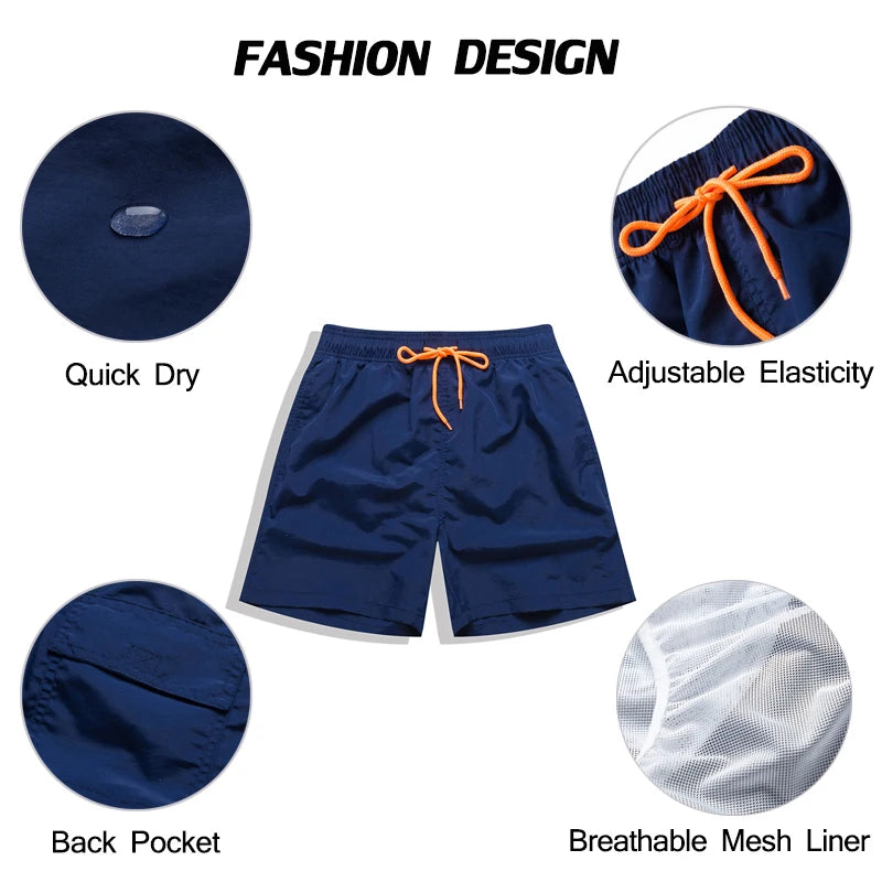 Men's beach board shorts by ShopHub NZ, surfing maillot de bain swimwear, lightweight sport Bermuda shorts for men.