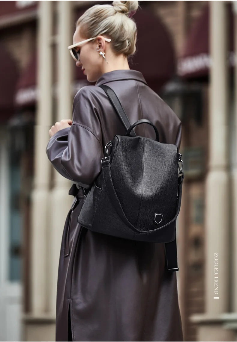 ZOOLER Hot Seller Women Cow Backpack 100% Genuine Leather Backpack Causal School Bags Travel Cowskin Female Backpacks#Z186