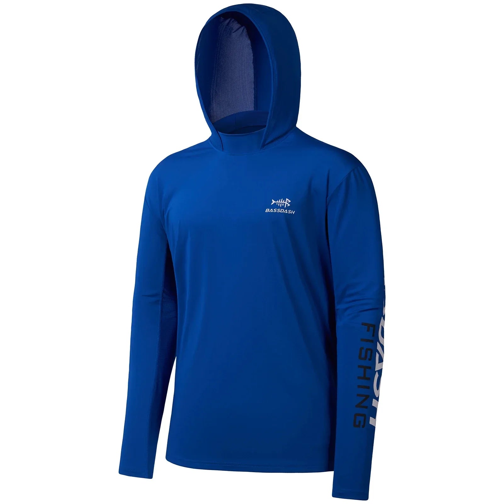 BASSDASH UPF 50+ Men’s UV Sun Protection Long Sleeve Hoodie Royal Blue