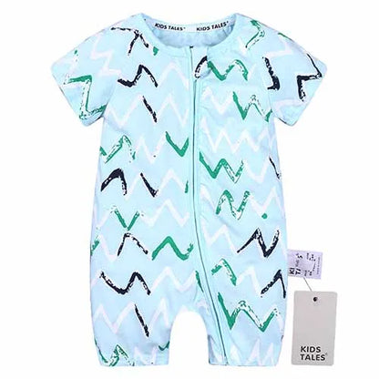 Kids Tales Playful Prints Cotton-Blend Short-Sleeve Baby Romper