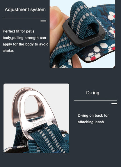 Truelove Pet Harness Floral Doggy Harness Dog Vest Type Dog Walking Chain Small Medium Puppy Cat Printed Cotton TLH1912