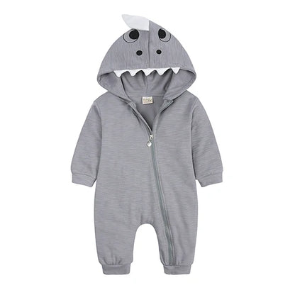 Kids Tales Tiny Trail Cotton-Blend Hooded Zip Baby Romper