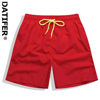 Men's Datifer Brand summer boardshorts with nylon solid mesh liner and drawstring, ideal for surfing and swimming.