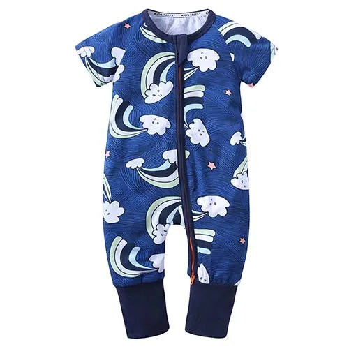 Kids Tales Sunny Adventures Cotton-Blend Double-Zip Baby Romper