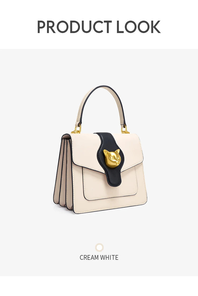 BAFELLI Cat Clasp Genuine Leather Doctor Bag