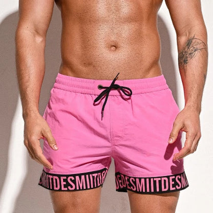 DESMIIT S8A Letter-Print Swim Shorts with Mesh Liner