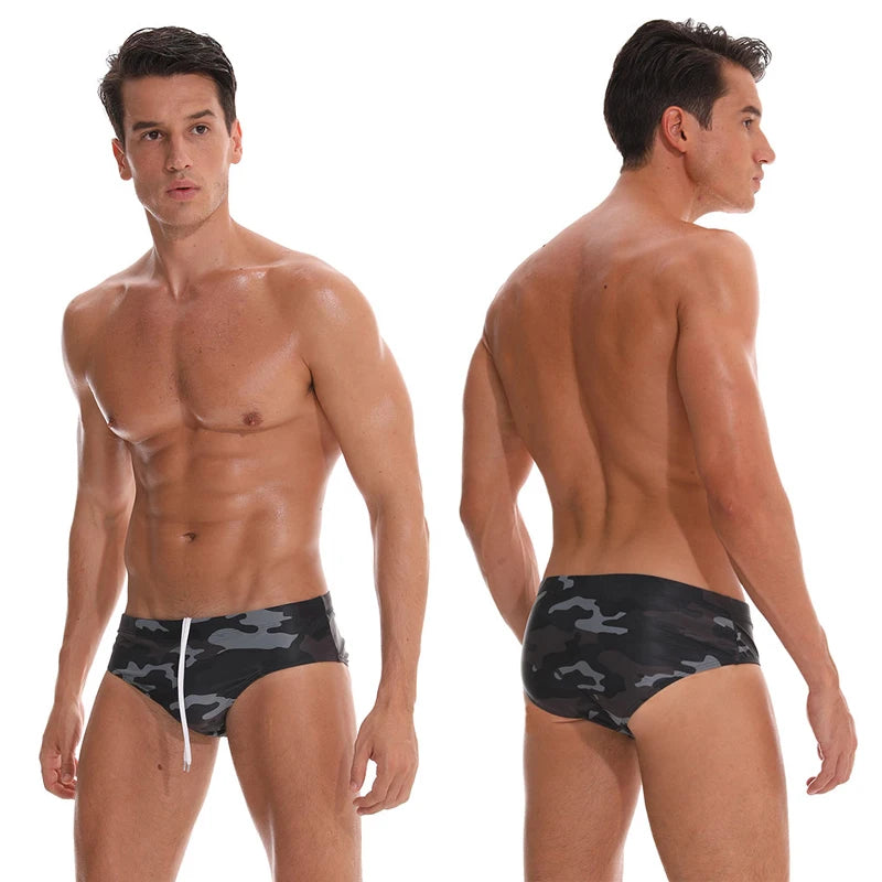 DATIFER Mens Low Waist Sexy Print Swim Briefs