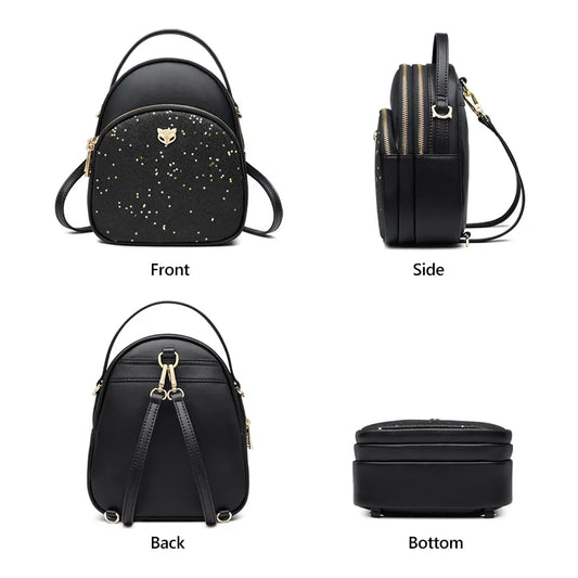 FOXER Glett Design Mini Female Backpack Split Leather Multilayer Space Women Shoulder Bag Fashion Handbag Best Festival Gift