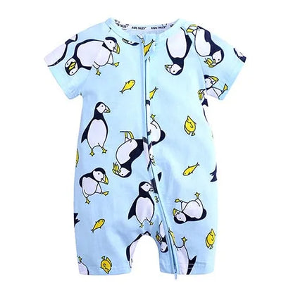 Kids Tales Playful Prints Cotton-Blend Short-Sleeve Baby Romper