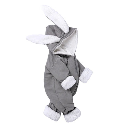 Kids Tales Tiny Trail Cotton-Blend Hooded Zip Baby Romper