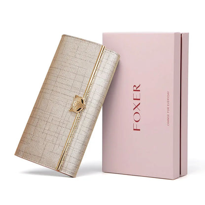 FOXER Women's Split Leather Long Wallet