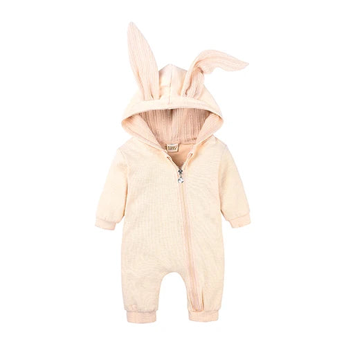 Kids Tales Bunny Hugs Cotton-Blend Hooded Baby Romper