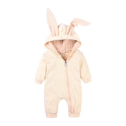 Kids Tales Bunny Hugs Cotton-Blend Hooded Baby Romper