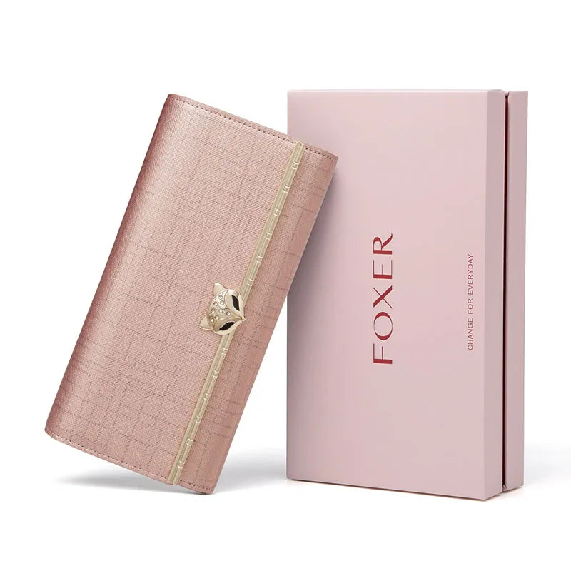 FOXER Women's Split Leather Long Wallet
