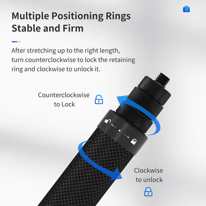 TELESIN 116cm Carbon Fiber Monopod Selfie Stick