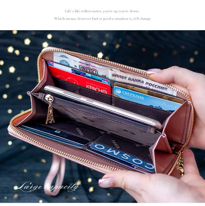 FOXER Women's Glitter Split Leather Long Wallet