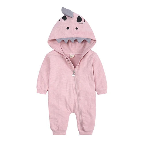 Kids Tales Tiny Trail Cotton-Blend Hooded Zip Baby Romper