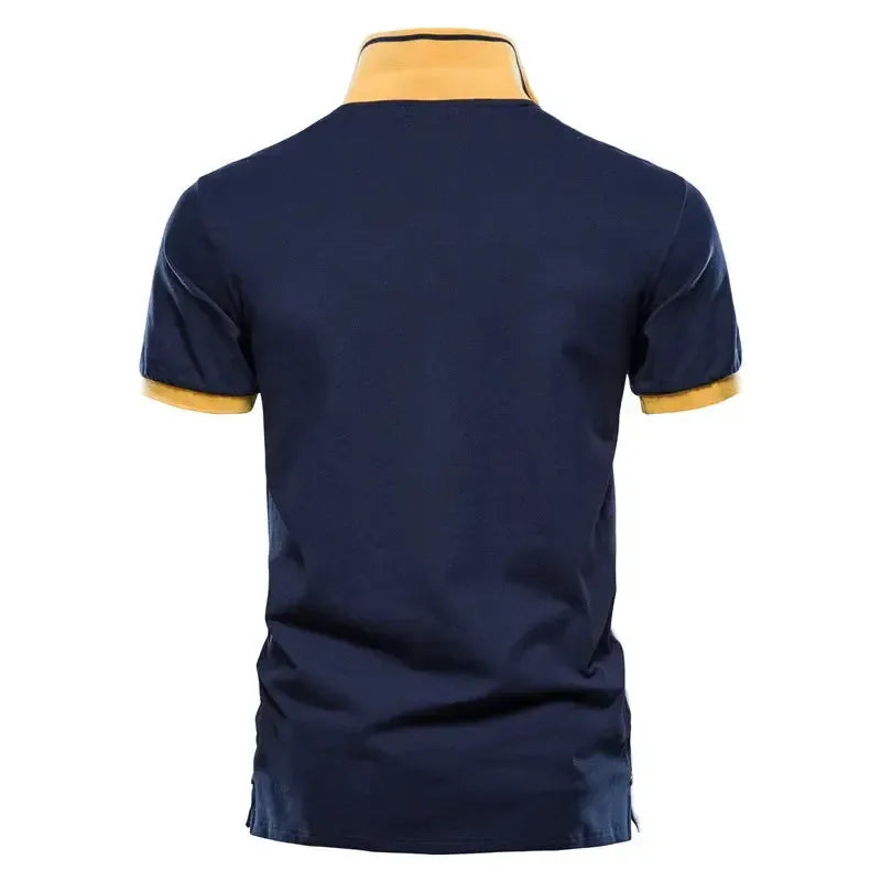 AIOPESON 100% Cotton Badge Embroidery Polo Shirts - ShopHub