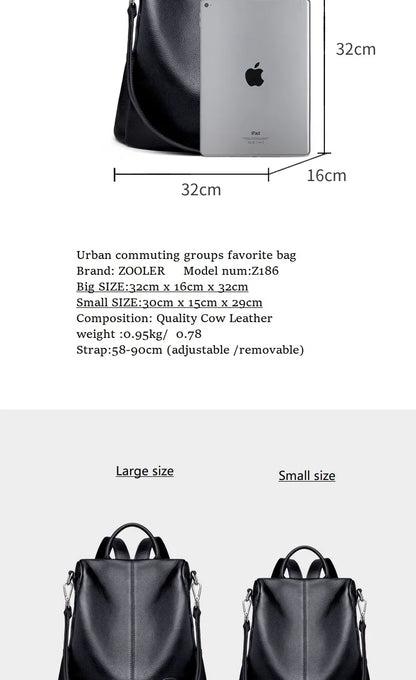 ZOOLER Hot Seller Women Cow Backpack 100% Genuine Leather Backpack Causal School Bags Travel Cowskin Female Backpacks#Z186