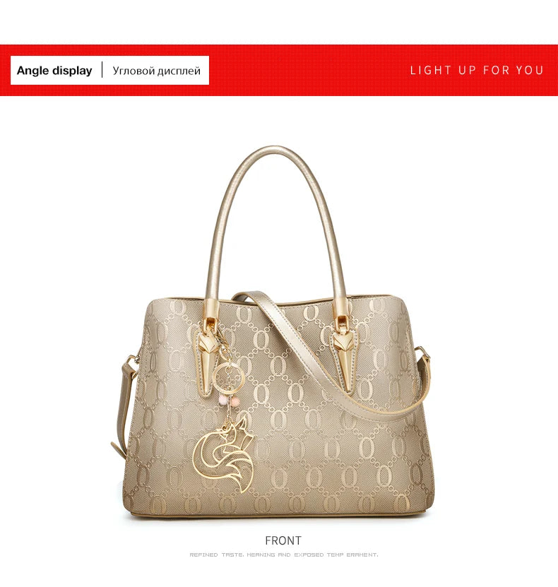 FOXER Split Leather Monogram Handbag