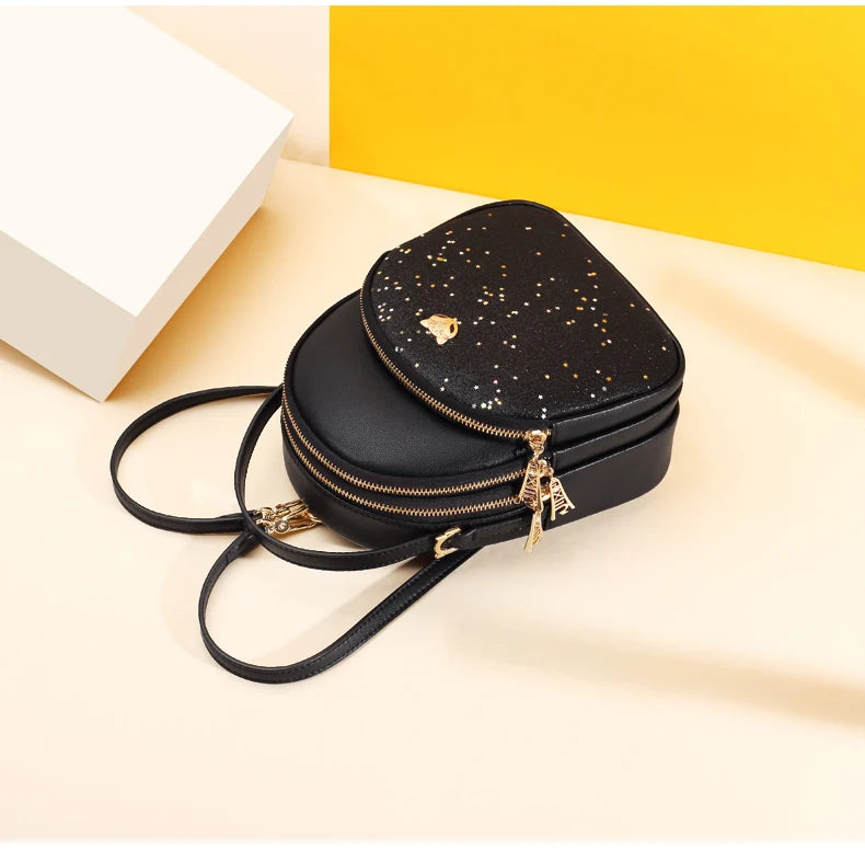 FOXER Glett Design Mini Female Backpack Split Leather Multilayer Space Women Shoulder Bag Fashion Handbag Best Festival Gift