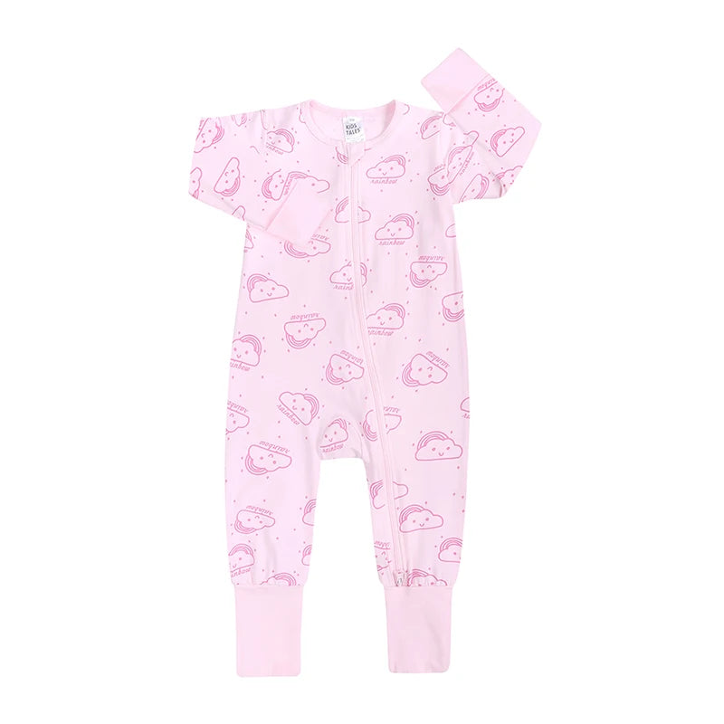 Kids Tales Little Bloom Cotton-Blend Double-Zip Romper