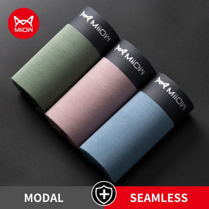 MiiOW Modal Men's Underwear 3Pcs Antibacterial Boxer Shorts