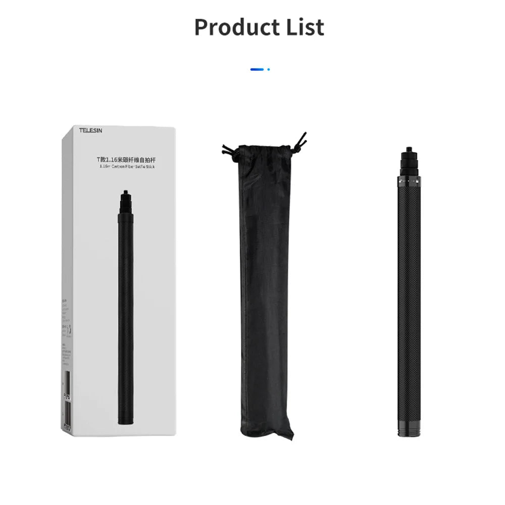TELESIN 116cm Carbon Fiber Monopod Selfie Stick