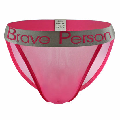 BRAVE PERSON Sexy Transparent Men's Briefs - Breathable Mesh Low-Waist Underwear for Ultimate Comfort