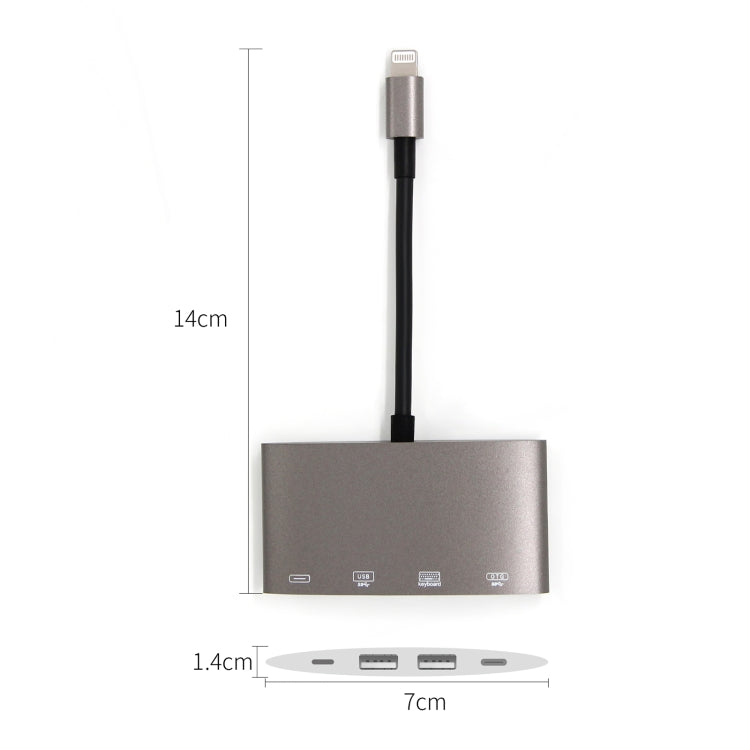 1040KEY 8 Pin to USB + Type-C / USB-C + OTG Multi-function Converter Adapter