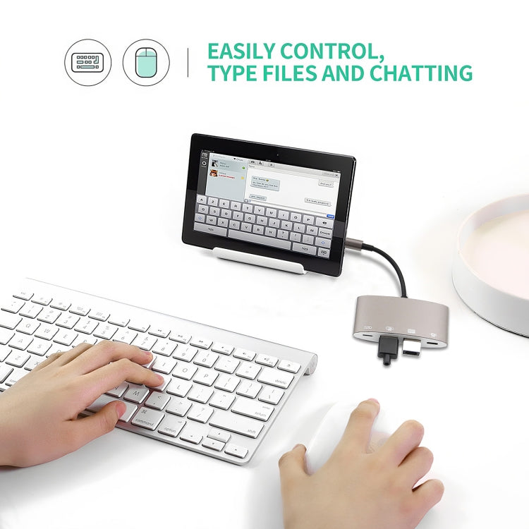 1040KEY 8 Pin to USB + Type-C / USB-C + OTG Multi-function Converter Adapter