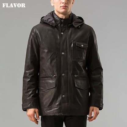 FLAVOR Men's Hooded Leather Jacket – Urban Explorer