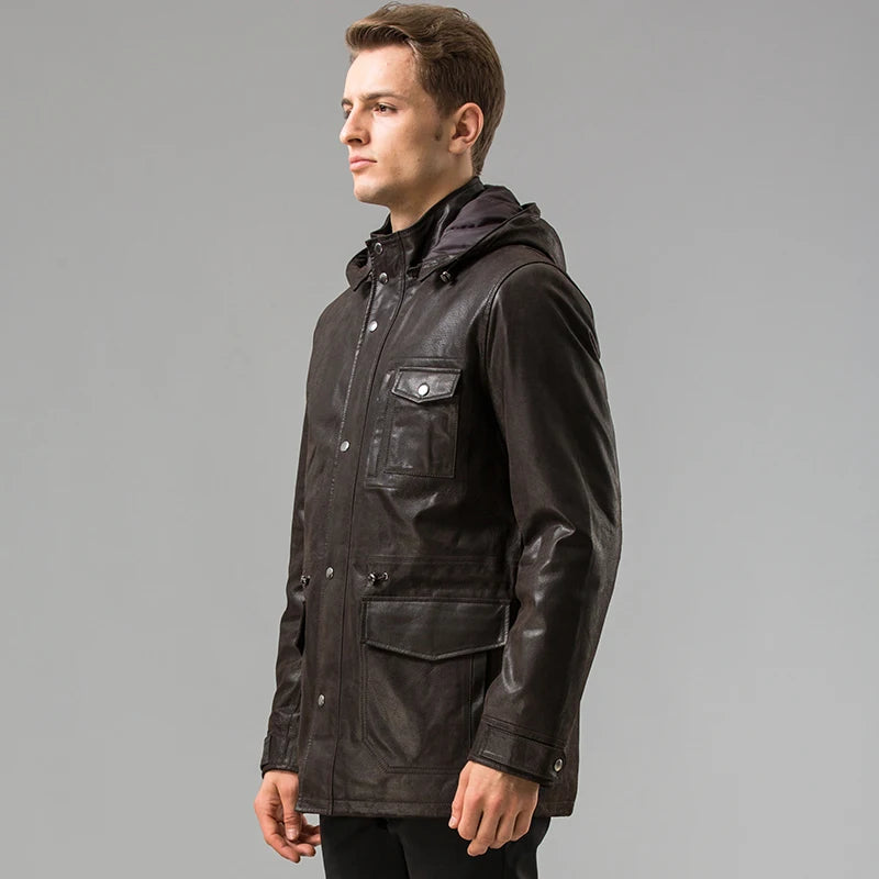 FLAVOR Men's Hooded Leather Jacket – Urban Explorer