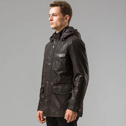 FLAVOR Men's Hooded Leather Jacket – Urban Explorer