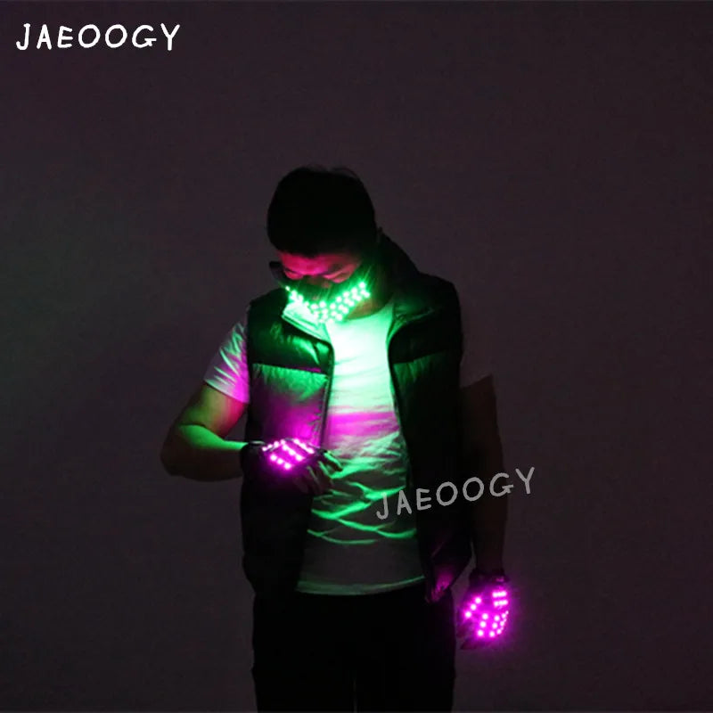 JAEOOGY 188 LED Dance Mask or Purple Gloves