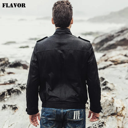 FLAVOR Men's Genuine Leather Jacket – Retro Rebel