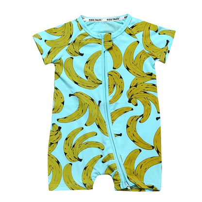 Kids Tales Playful Prints Cotton-Blend Short-Sleeve Baby Romper