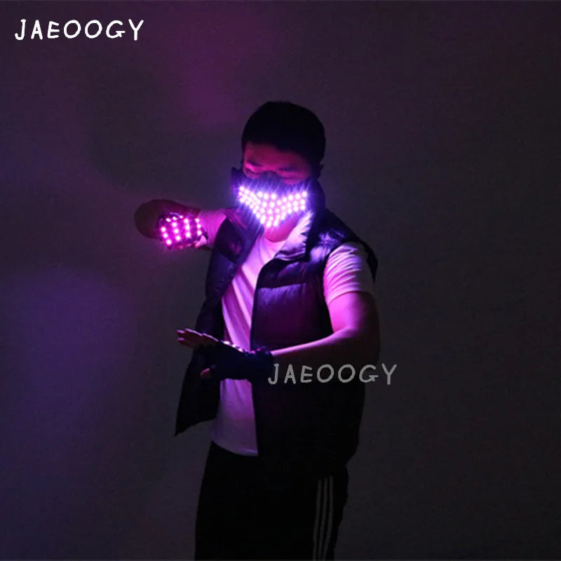JAEOOGY 188 LED Dance Mask or Purple Gloves