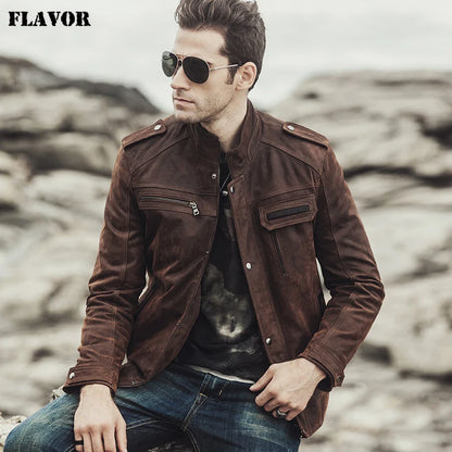 FLAVOR Men's Genuine Leather Jacket – Retro Rebel