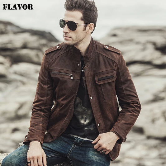 FLAVOR Men's Genuine Leather Jacket – Retro Rebel