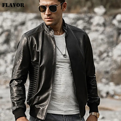 FLAVOR Men's Black Sheepskin Leather Jacket – Metro Classic