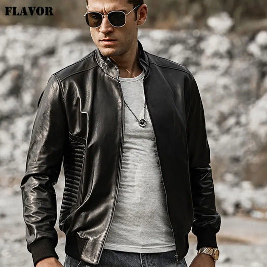FLAVOR Men's Black Sheepskin Leather Jacket – Metro Classic