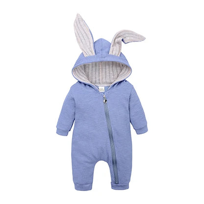Kids Tales Bunny Hugs Cotton-Blend Hooded Baby Romper