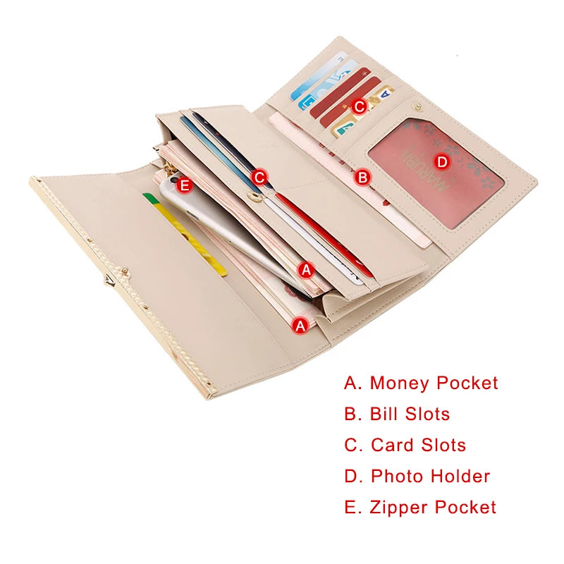 FOXER Women's Split Leather Long Wallet