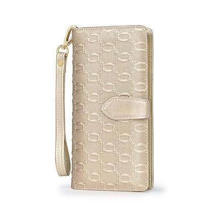 FOXER Split Leather Women's Long Wallet in Gold