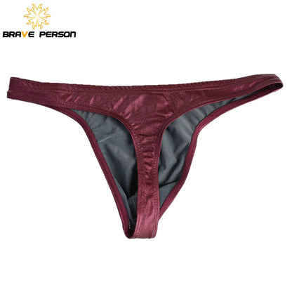 BRAVE PERSON Men's Low Waist Leather Briefs