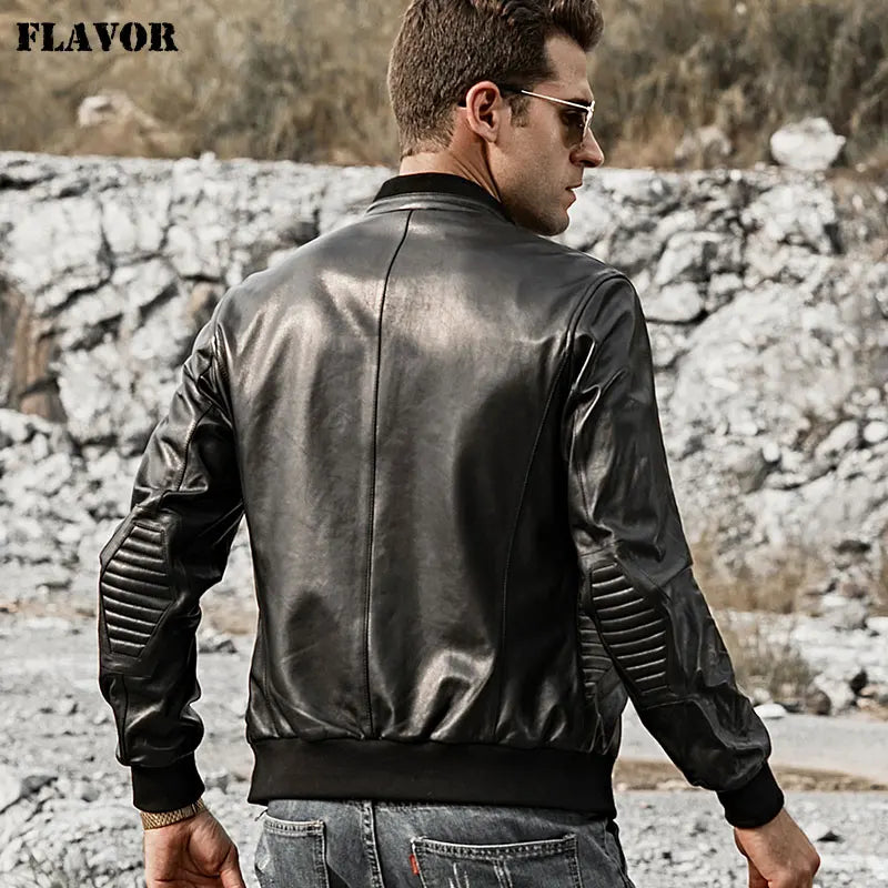 FLAVOR Men's Black Sheepskin Leather Jacket – Metro Classic
